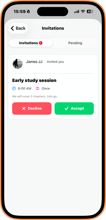 Accept alarm invite