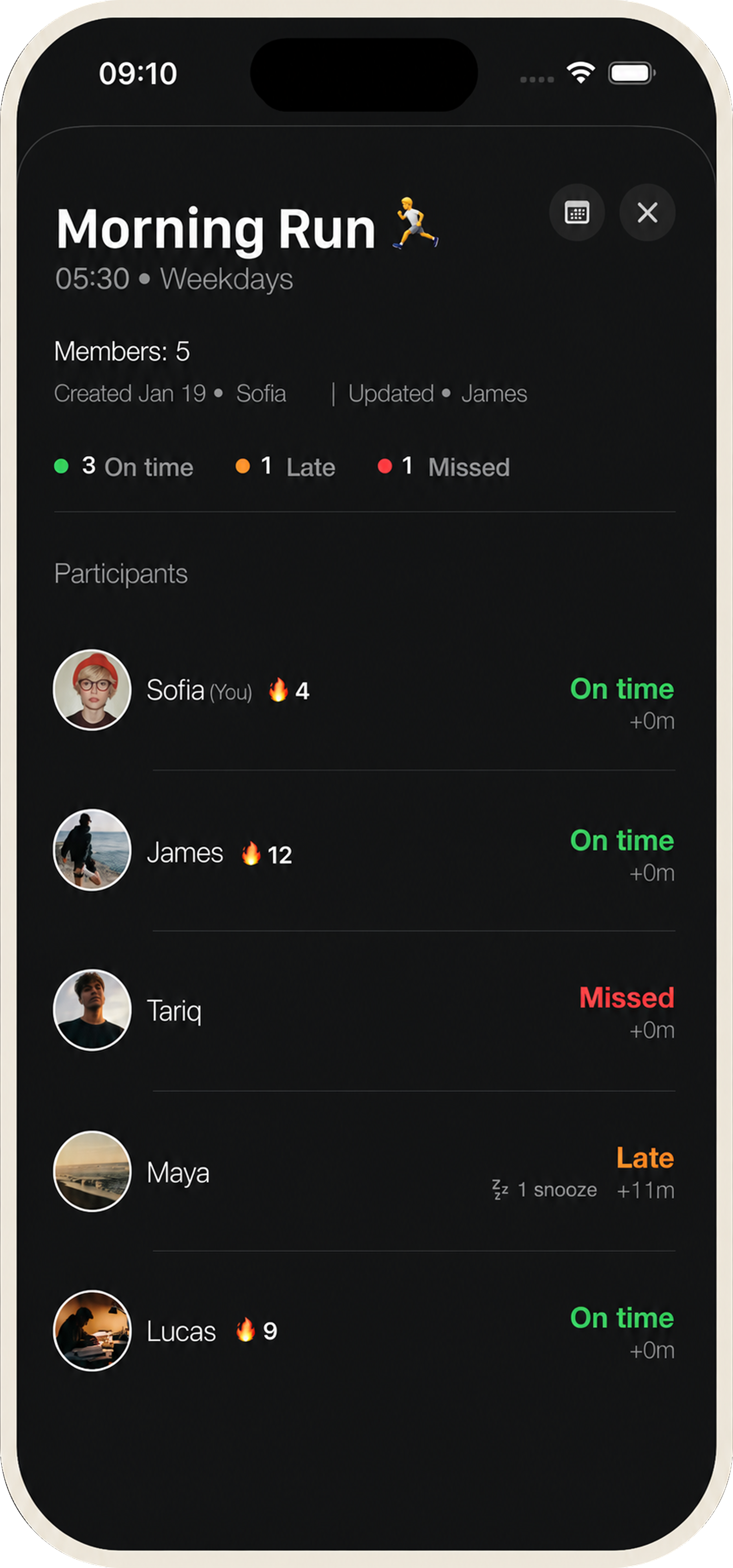 RingLink shared alarm screen